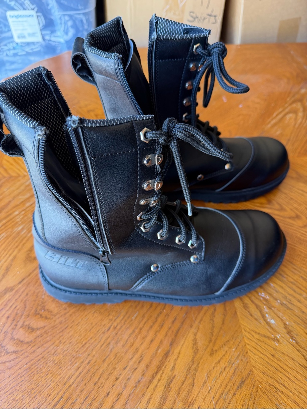 Black Men's Motorcycle/Tactical Lace-Up Side-Zip Boots by Bilt